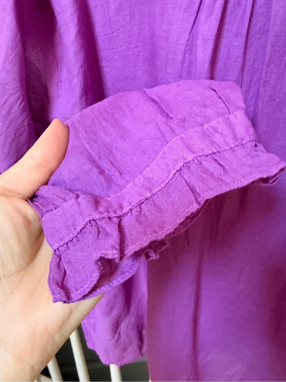 JP And Mattie Blanchard Ruffle Button Down Blouse in Purple L NWT - Picture 11 of 11